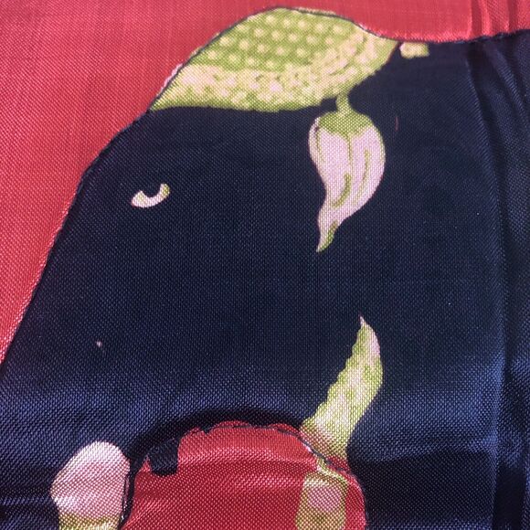 Indian Elephant Cushion Pillow Cover Orange Silk 16” Square - Picture 2 of 6
